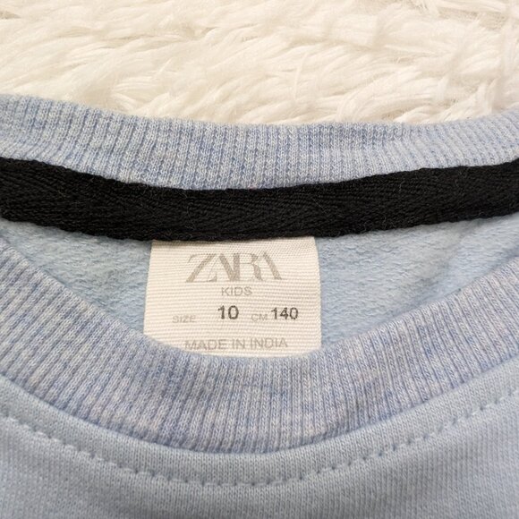 Zara Unisex Light Blue Casual Crew Neck fleece lined Sweatshirt for 10Yrs NWOT - Picture 6 of 7